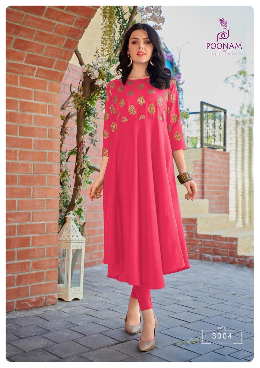 Poonam Designer Malang Malai Crape Casual Wear Long Kurti Online Shopping