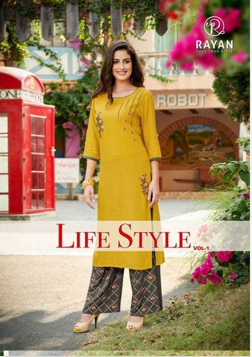 Rayan Launching Lifestyle Vol 1 Rayon Exclusive Kurti With Plazzo Wholesale Rate