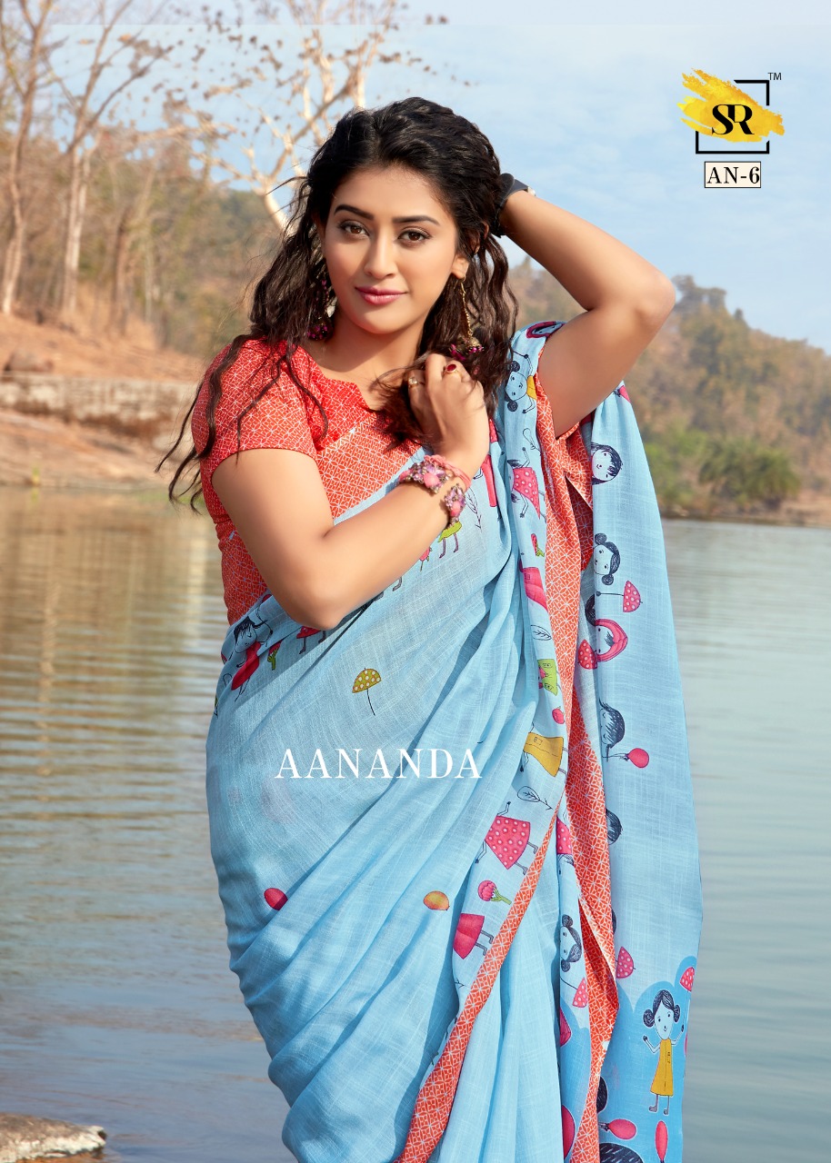 Sr Launch Aananda Pure Linen Printed Style Saree Wholesaler
