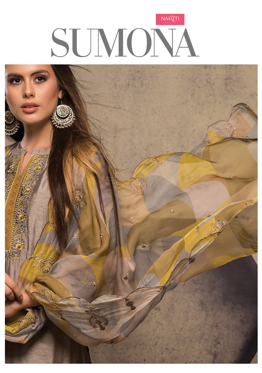 Sumona By Naariti Silk Embroidery With Organza Digital Salwar Suit Looking Attractive
