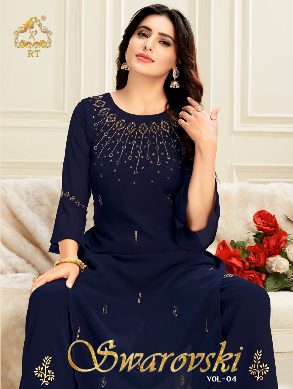 Swarovski Vol 4 By Rijiya Trends Georgette Exclusive Kurti With Plazzo Collections
