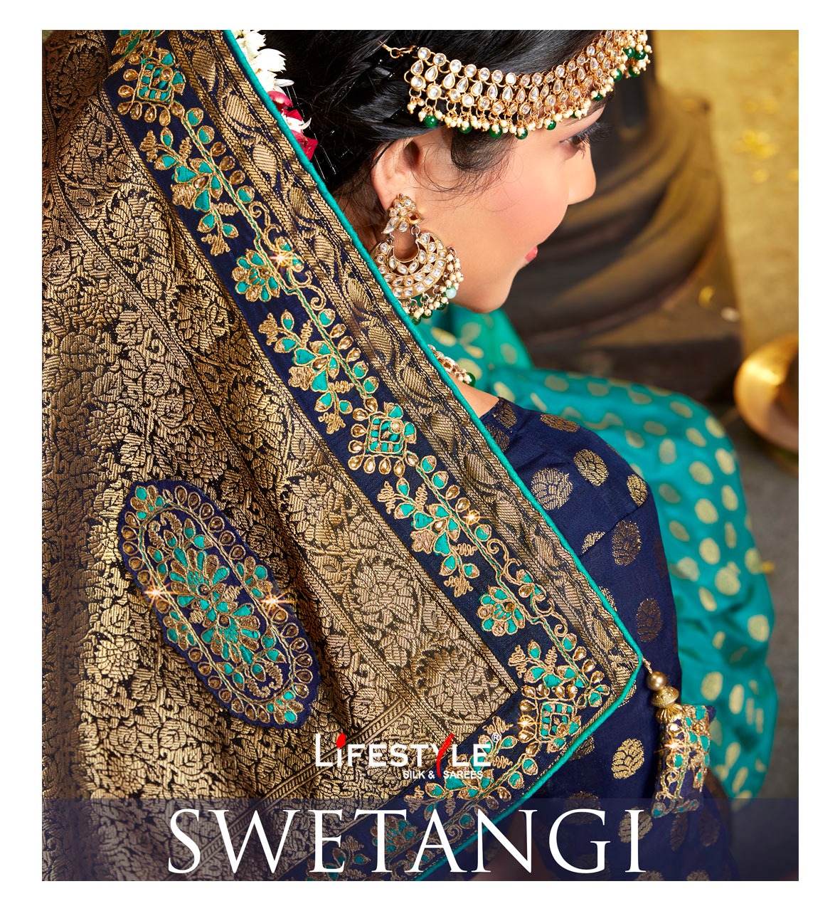 Swetangi Vol 1  By Lifestyle Nylone Silk With Embroidery Work Heavy Saree Exporter