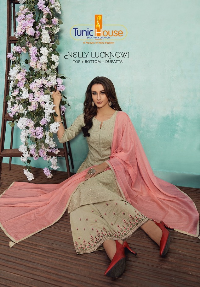 Tunic House Nelly Lucknowi Chinon Silk Readymade Salwar Kameez
