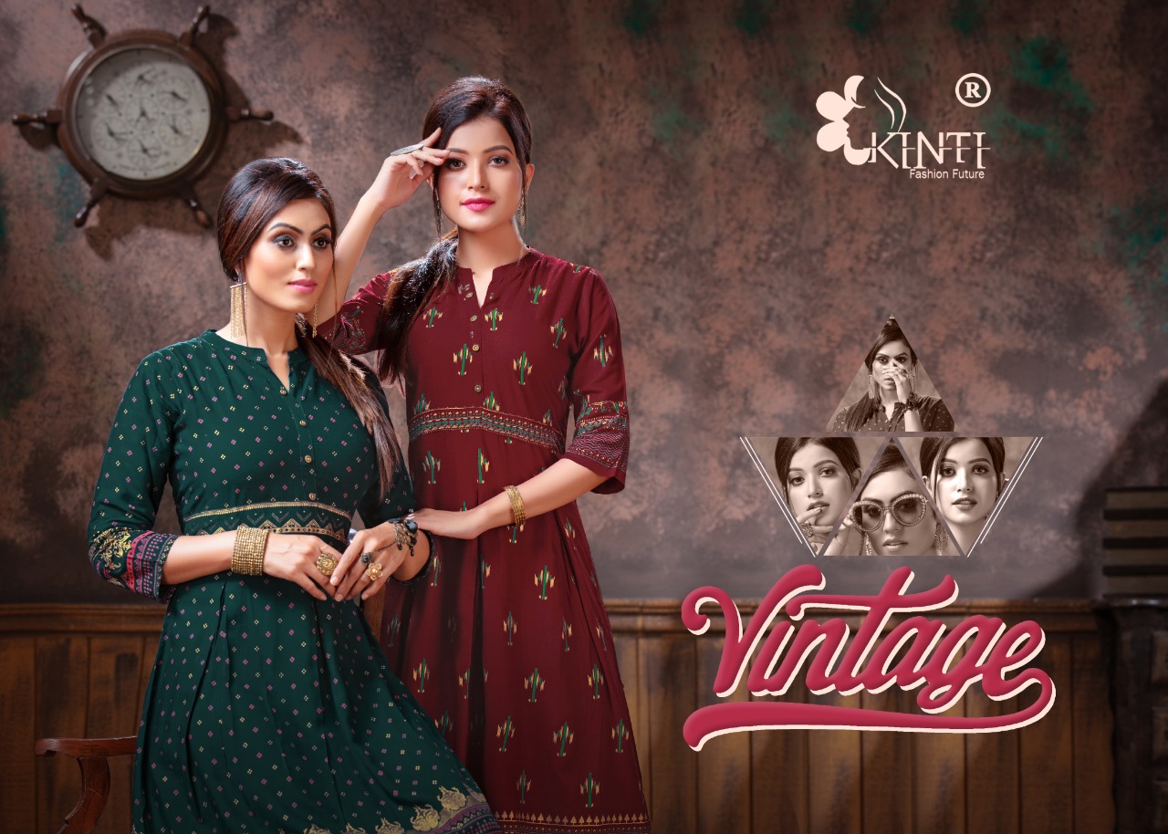 Vintage By Kinti Rayon Slub Anarkali Style Kurti Pattern Wholesale Price