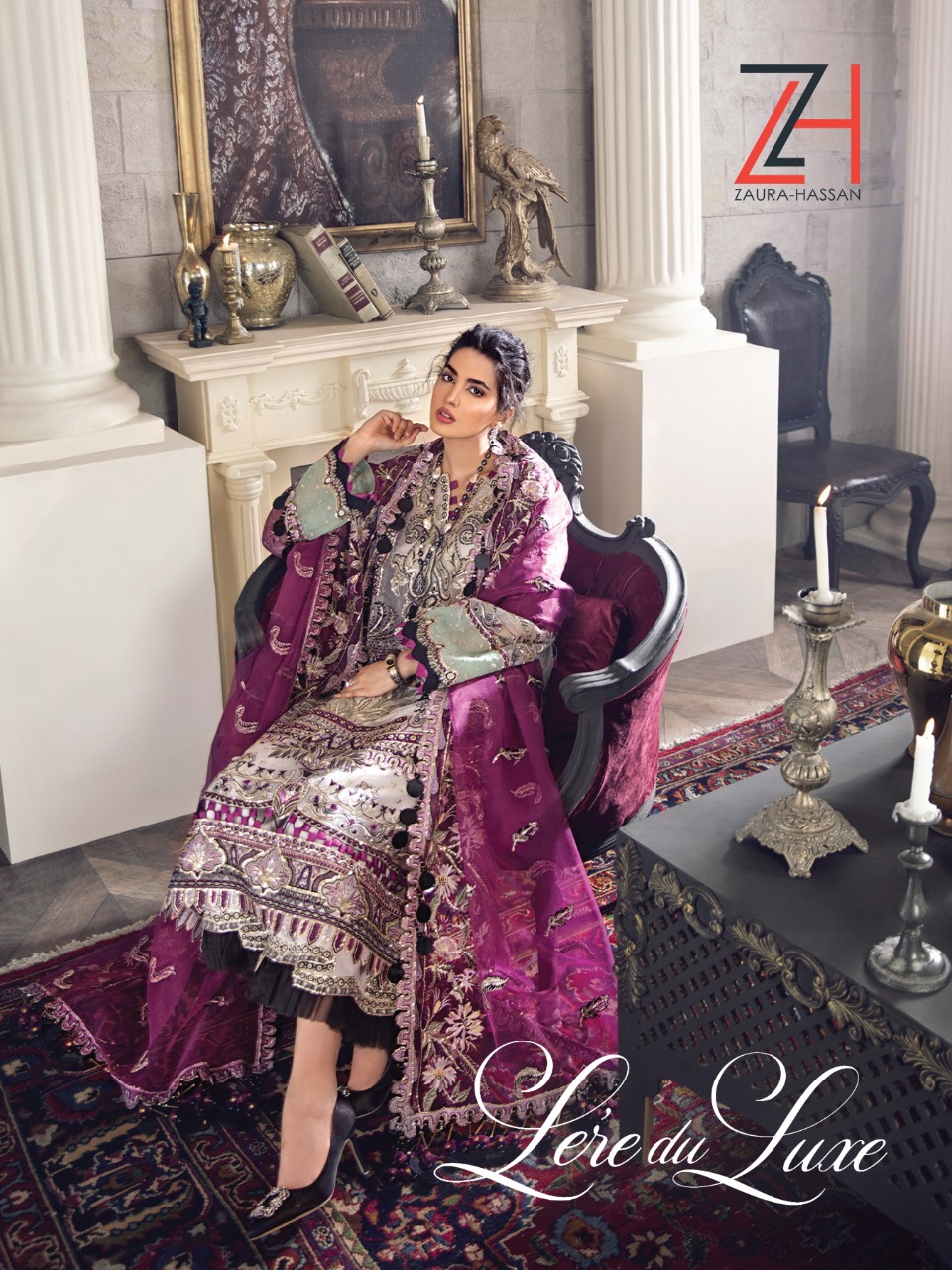 Zaura Hassan Laredu Luxe Butterfly Net With Embroidery Pakistani Concept Suits