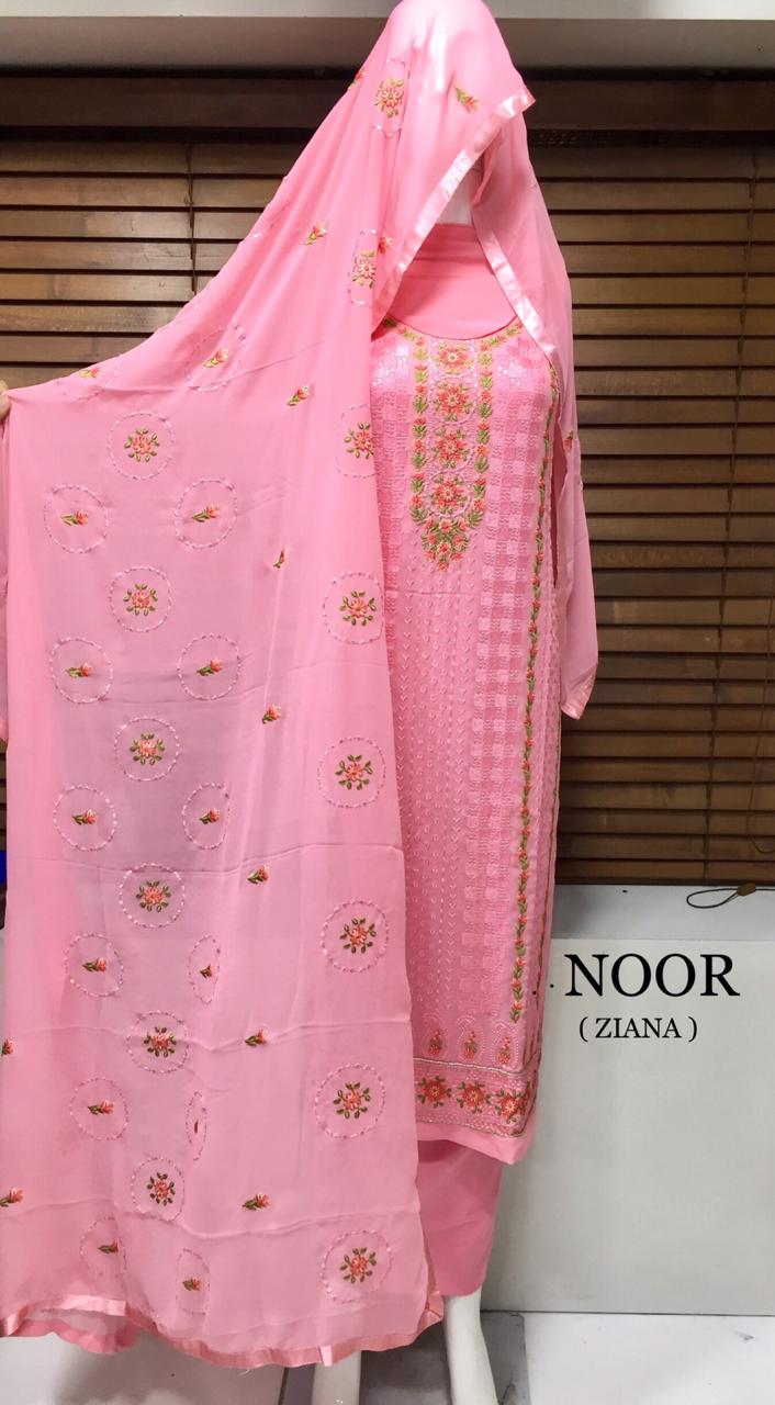 Ziana Present Noor Heavy Georgette With Full Embroidery Salwar Suit Collections