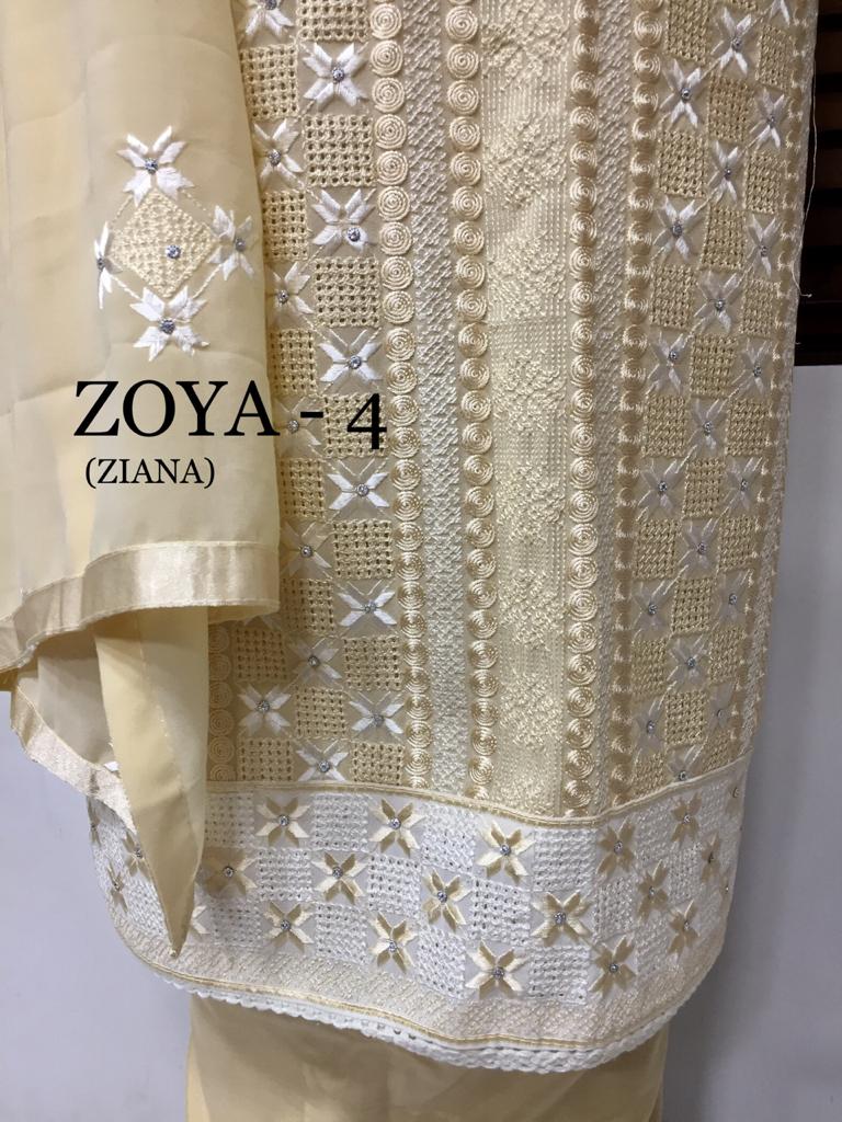 Zoya Vol 4 By Ziana Georgette Fancy Embroidery Work Salwar Kameez At Wholesale Price