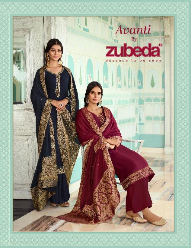 Zubeda Present Avanti Chinon Jacquard With Diamonds Work Exclusive Salwar Suit