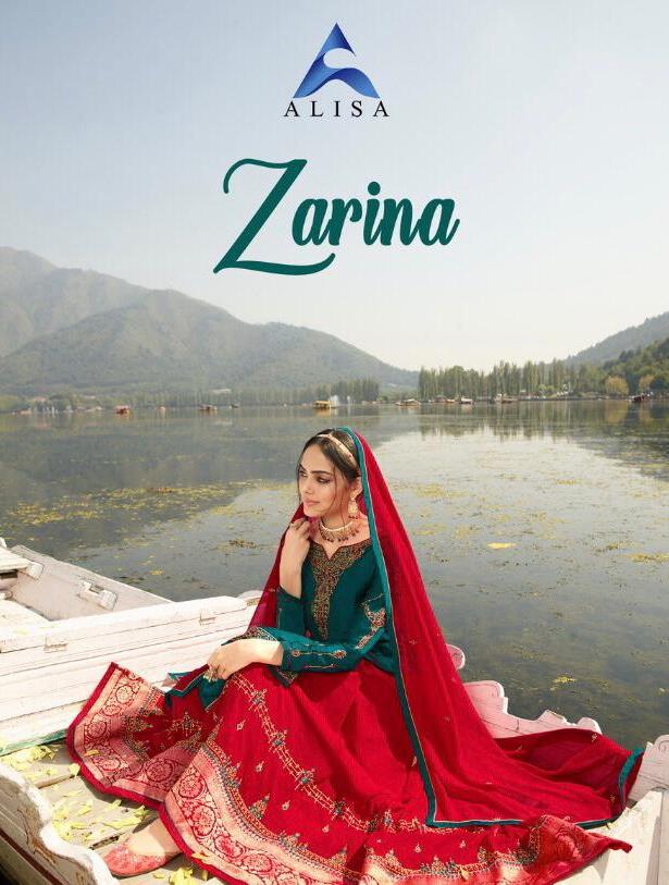 Alisa Presents Zarina Satin Georgette Designer Ghaghra Style Long Party Wear Suits