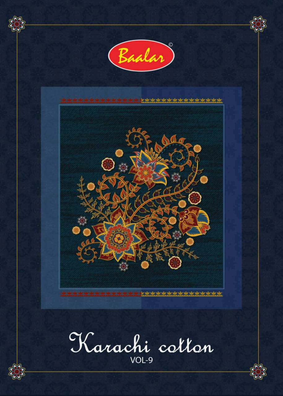 Baalar Launch Karachi Cotton Vol 9 Pure Cotton Lawn Dress Materials