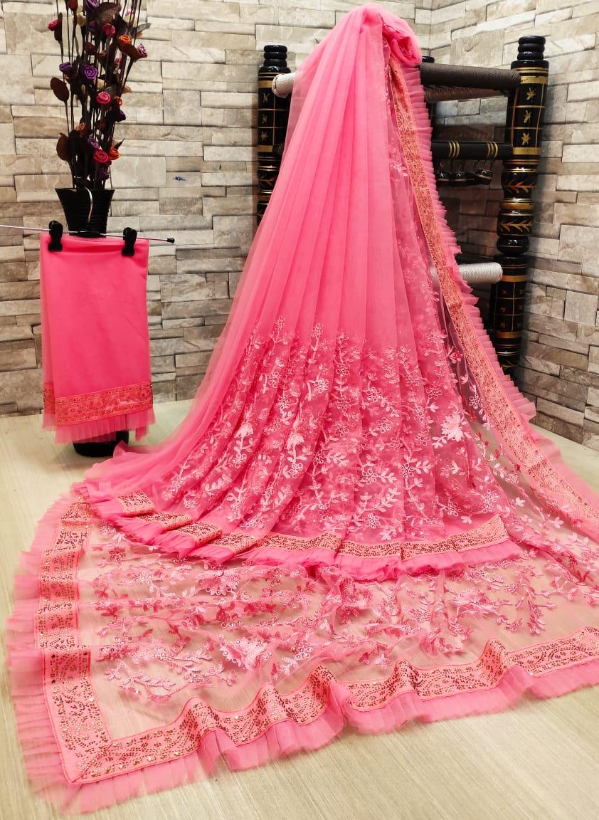 Divya Fashion Df 4041 Fancy Net Flower Print Beautiful Party Wear Saree Collections