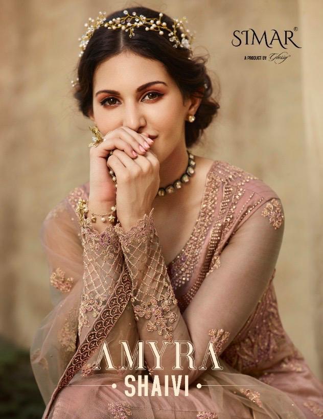 Glossy Shaivi By Amyra Simar Net Embroidery Festival Wear Long Suits Wholesaler