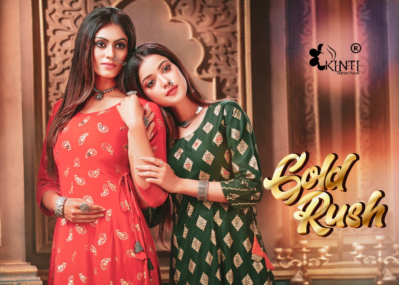 Gold Rush By Kinti Rayon Slub Casual Wear Anarkali Style Kurti At Lowest Price