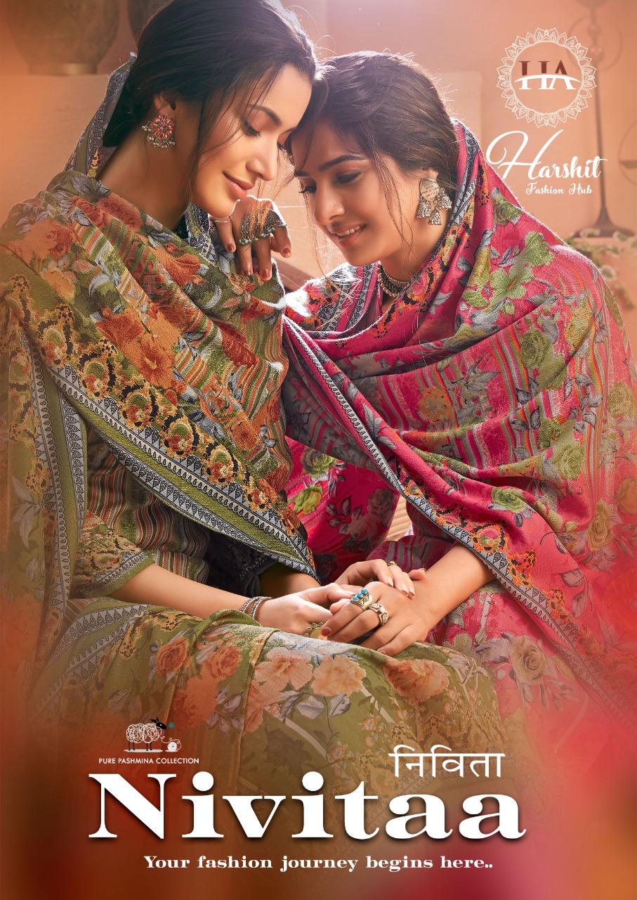 Harshit Fashion Nivita Wool Pashmina Print Casual Wear Salwar Kameez At Lowest Rate