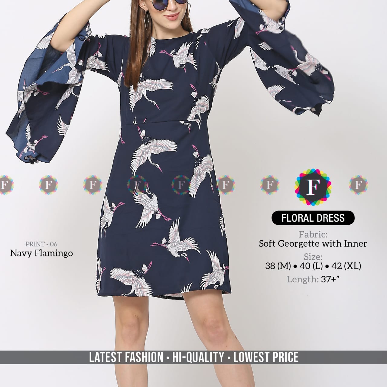 K4u Floral Dress Premium Soft Georgette Western Style Short Kurti