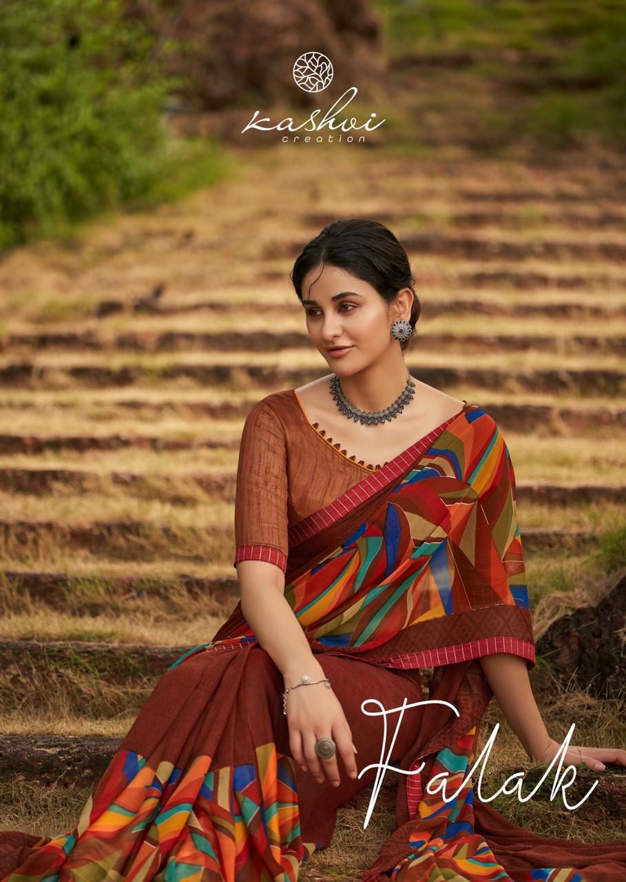 Kashvi Creation Launch Falak Weightless New Design Print Synthetic Saree Exporter