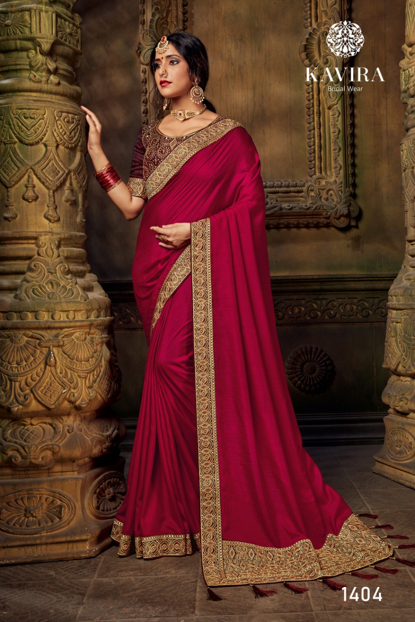 Kavira 1401-1409 Series Fancy Traditional Designer Bridal Wear Branded Saree In India