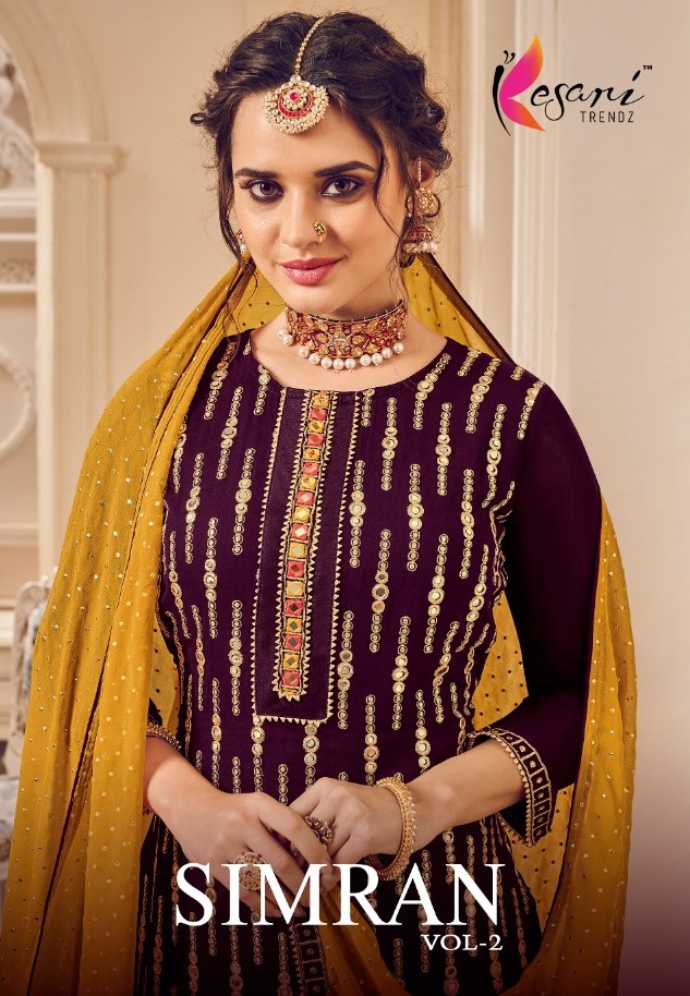 Kesari Trendz Simran Vol 2 Georgette With Embroidery Designer Plazzo Bottom Suits