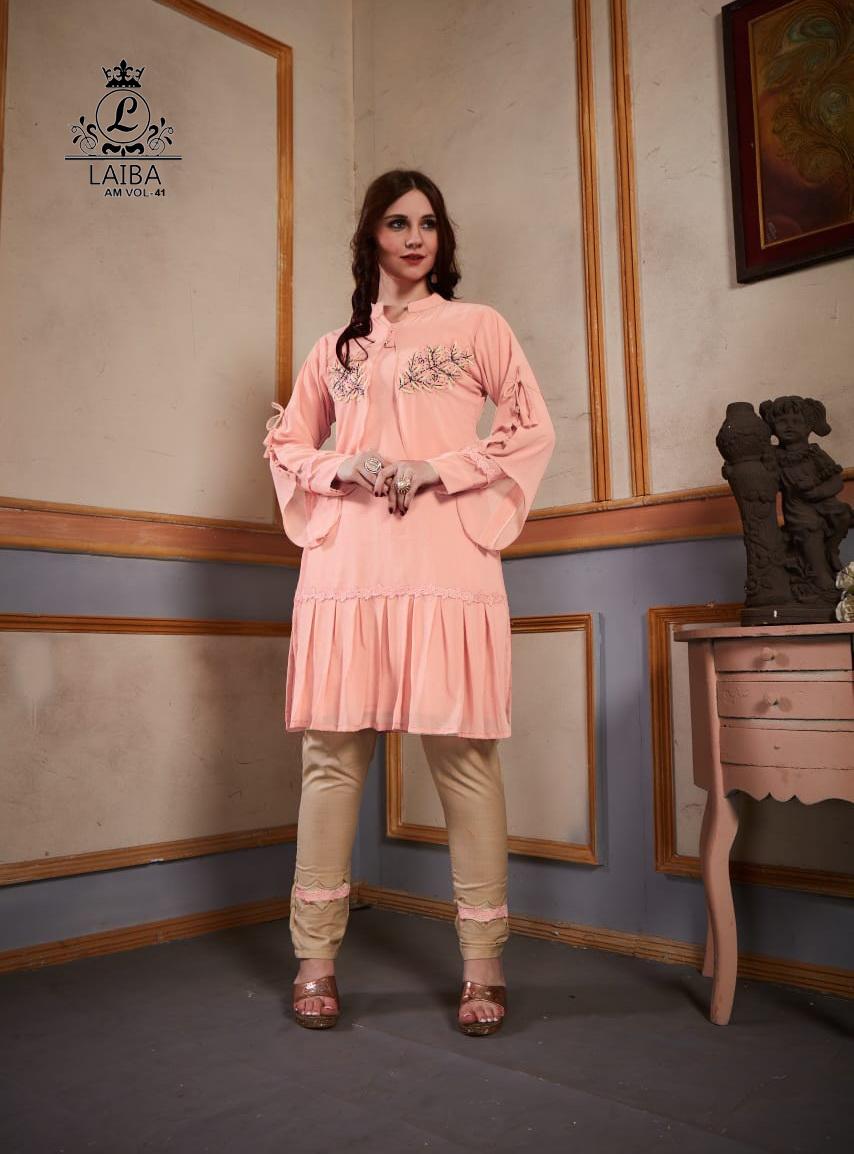 Laiba Designer Presents Am Vol 41 Pure Georgette Beautiful Classy Kurti With Pant