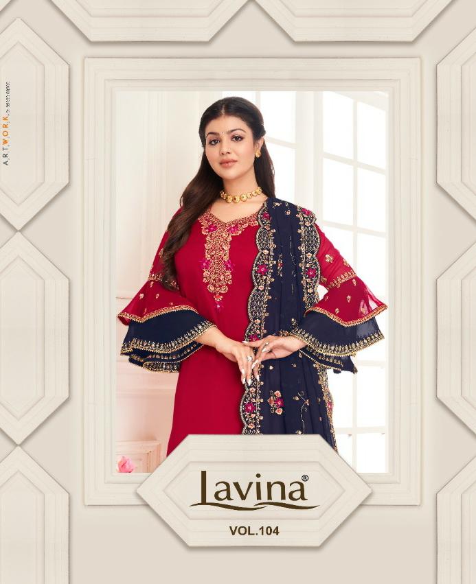 Lavina Launch Lavina Vol 104 Satin Georgette With Embroidery Classy Look Salwar Suits