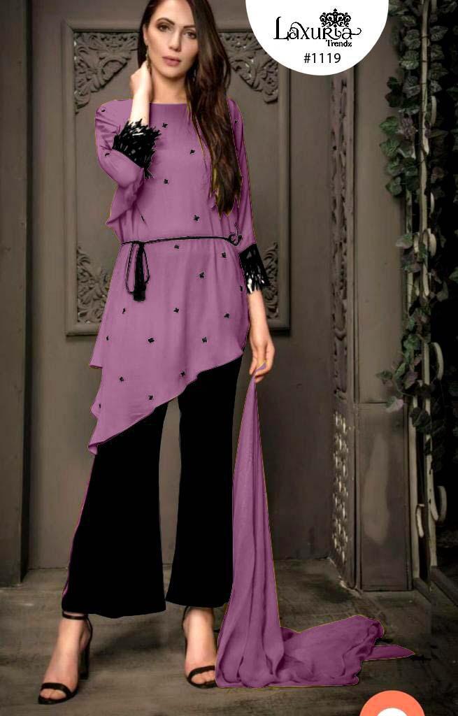 Laxuria Trendz 1119 Georgette Attractive Combination Kurti And Plazzo With Dupatta