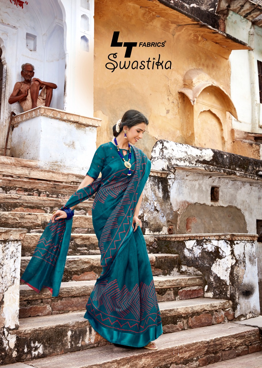Lt Fashion Presents Swastikka Linen Satin Casual Wear Synthetic Saree At Lowest Rate