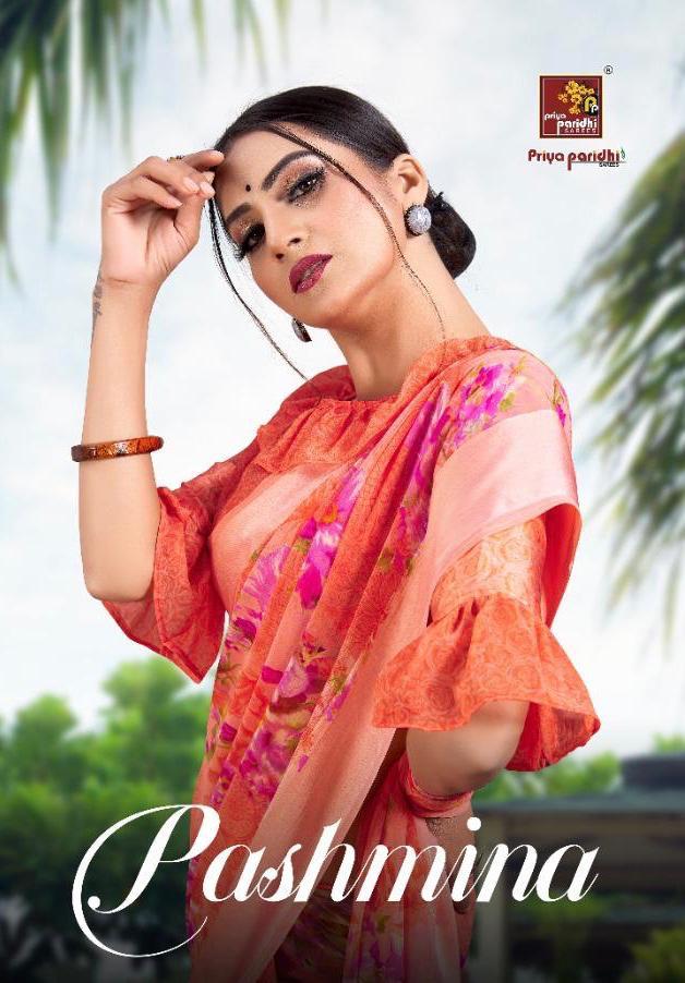 Priya Paridhi Launch Pashmina Weightless Simple Synthetic Saree Online Shopping