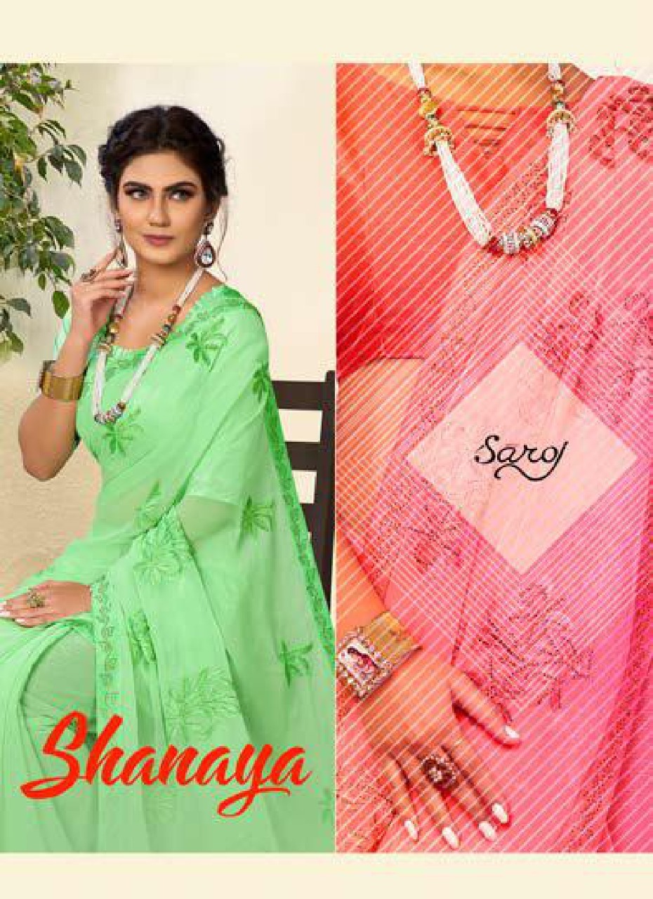 Saroj Present Shanaya Chiffon Fancy Embroidery Designer Saree
