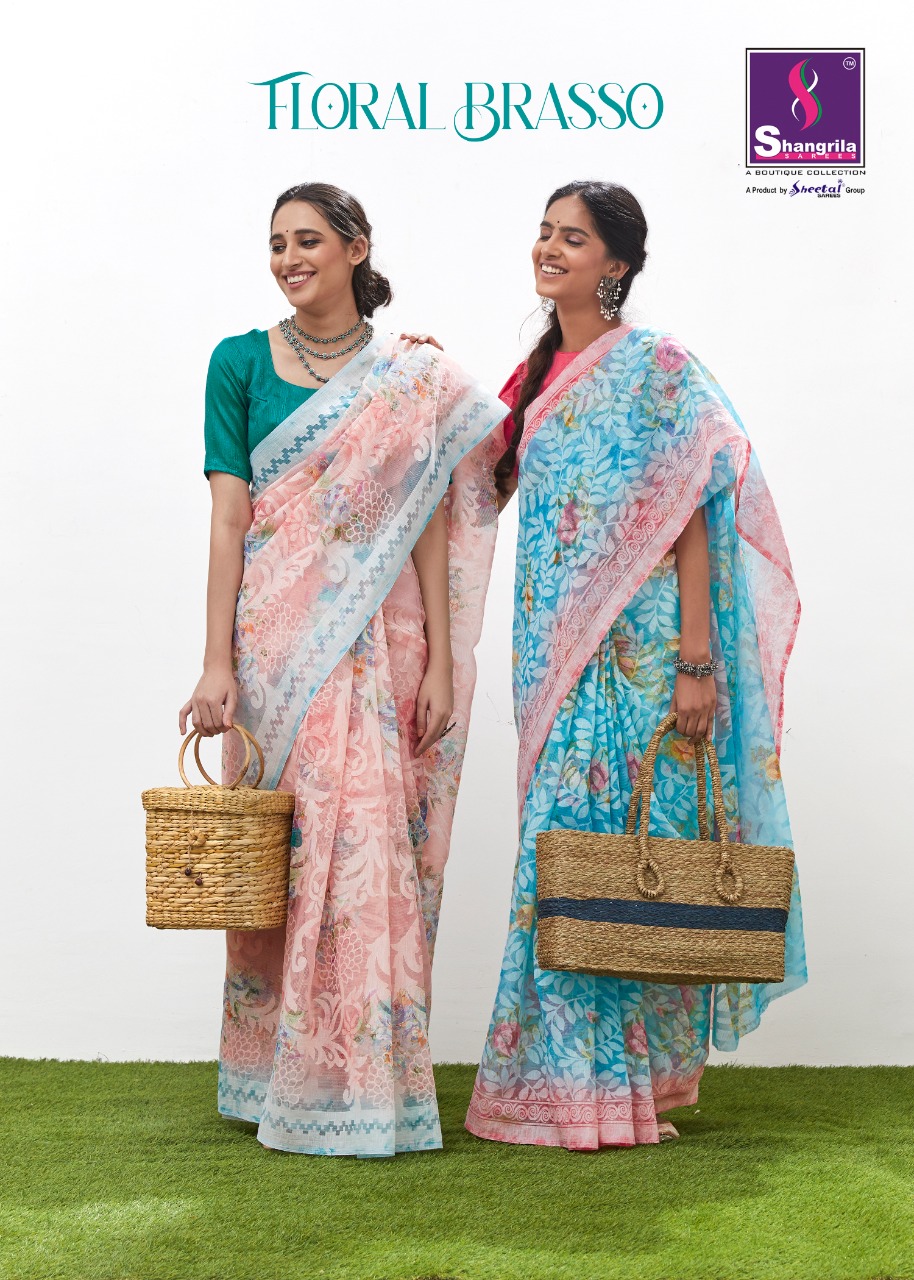 Shangrila Floral Brasso The Unique Range Rich Brasso All Excellent Colour Range Saree