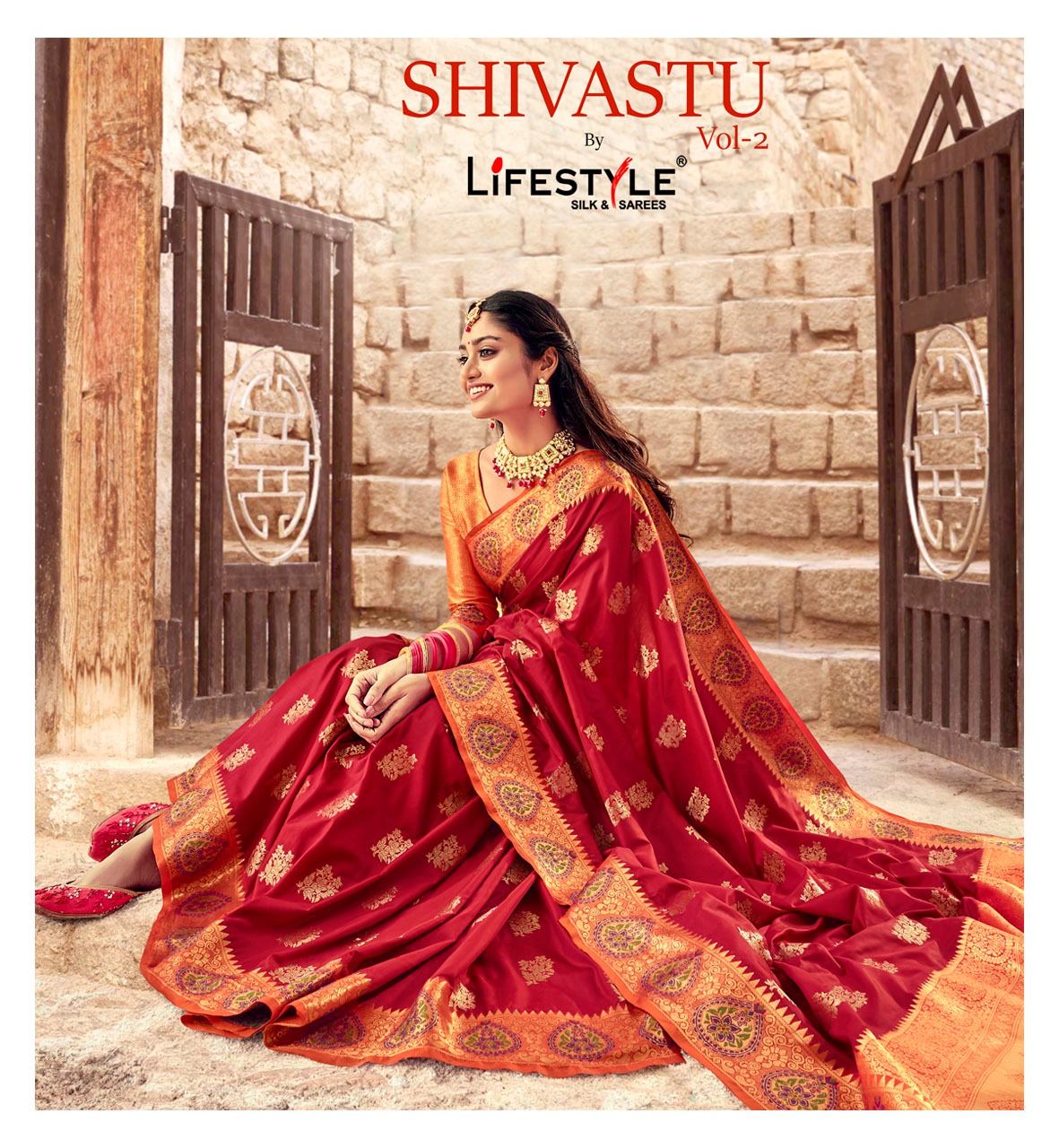 Shivastu Vol 2 By Lifestyle Fancy Lichi Silk Looking Rich Saree At Wholesale Price