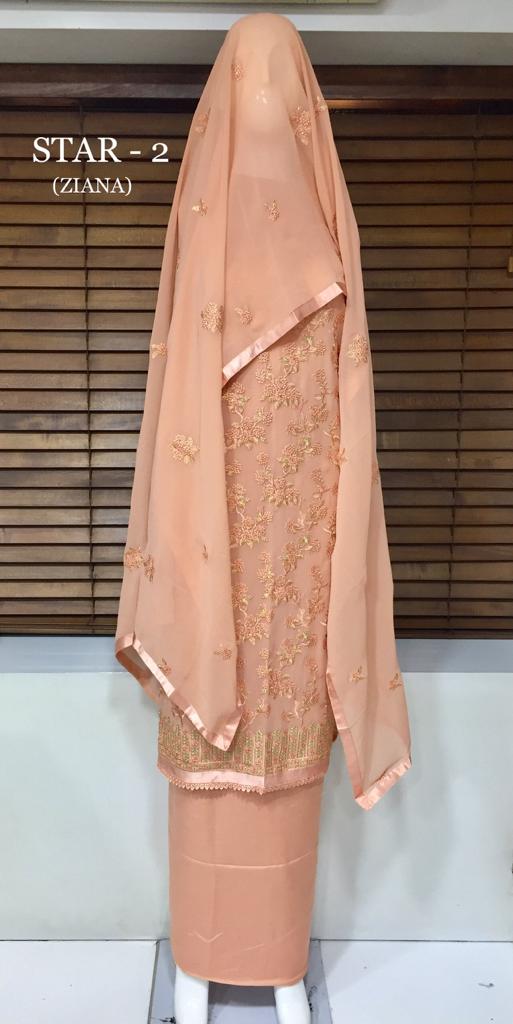 Star Vol 2 By Ziana Georgette Exclusive Fancy Embroidery 4 Colour Matching Suits