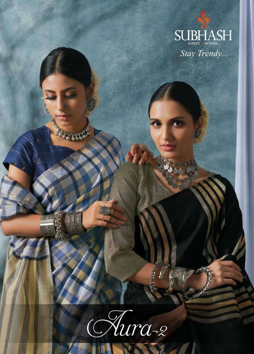 Subhash Saree Launch Aura Vol 2 23001-23008 Series Linen Exclusive Saree Collections