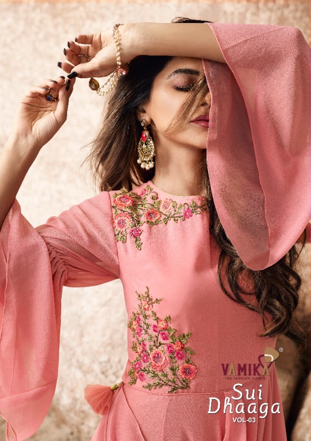 Sui Dhaaga Vol 3 By Vamika Georgette Embroidery Long Gown Supplier