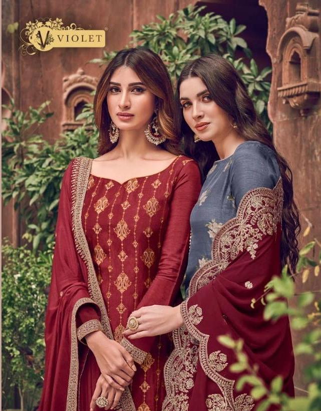 Swagat Violet 6701-6712 Series Pure Dola Jecquard Festival Wear Salwar Kameez