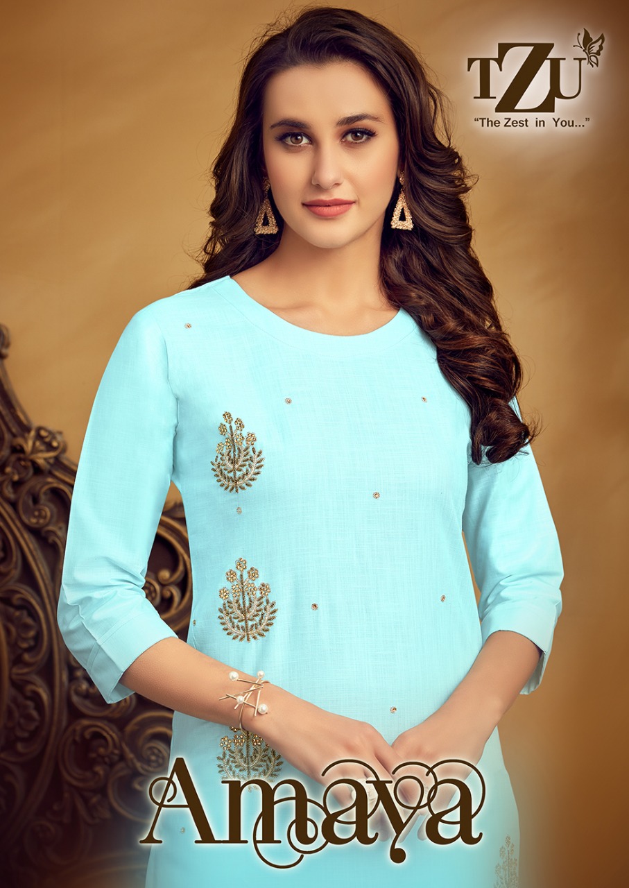Tzu Present Amaya Linen Cotton Handwork Top And Bottom Collection