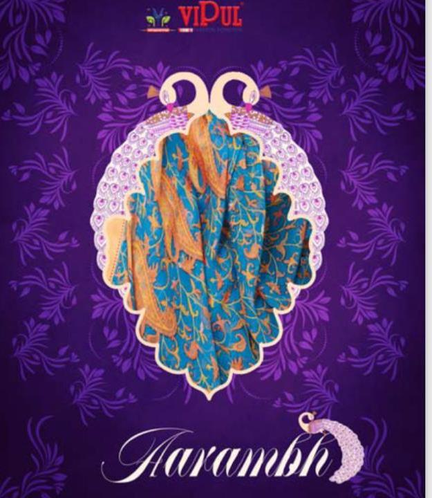 Vipul Present Aarambh Chiffon Brasso Printed Good Looking Fancy Saree