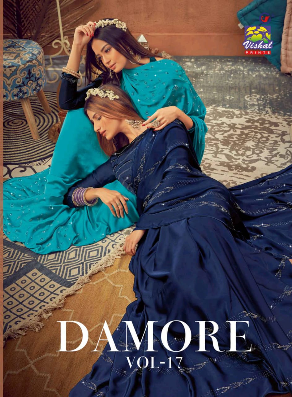 Vishal Prints Damore Vol 17 Party Wear Fancy Saree Looking Pretty Branded Collections