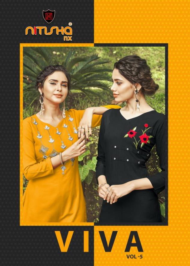 Viva Vol 5 By Nitisha Nx Soft Cotton With Embroidery Daily Wear Kurti At Lowest Rate
