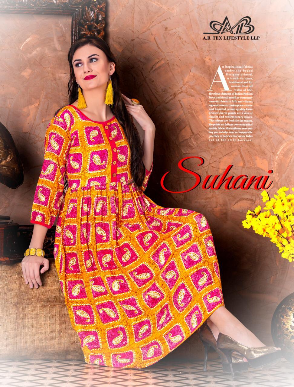 A B Tex Presents Suhani Rayon Print Casual Top Seller