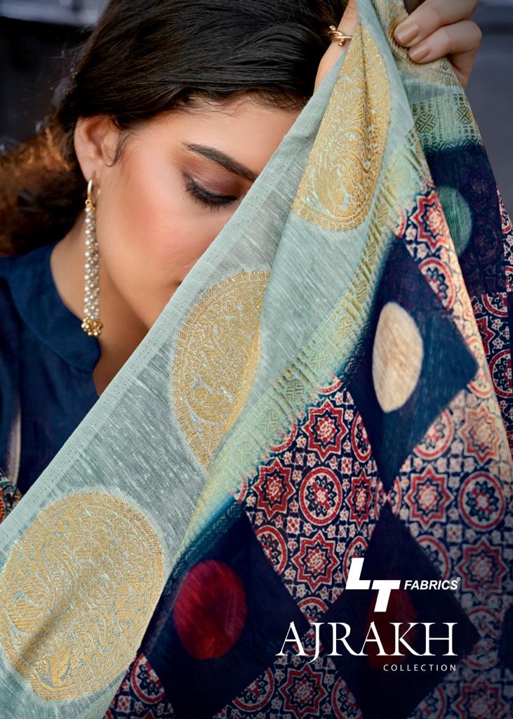 Ajrakh Silk By Lt Fashion Linen Silk With Contrast Blouse Collection