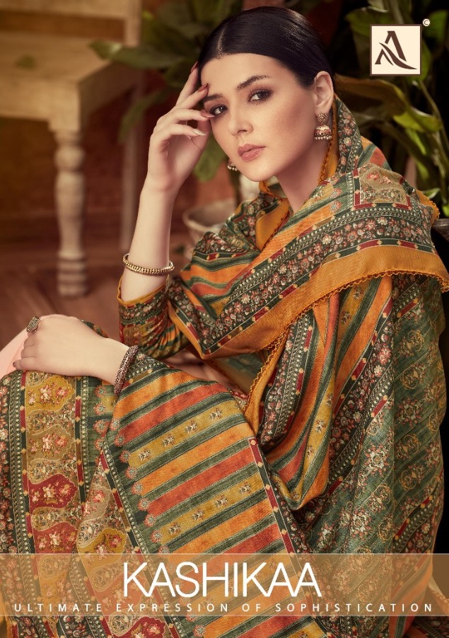 Alok Suit Presents Kashikaa Pure Wool Pashmina Digital Print Salwar Suits