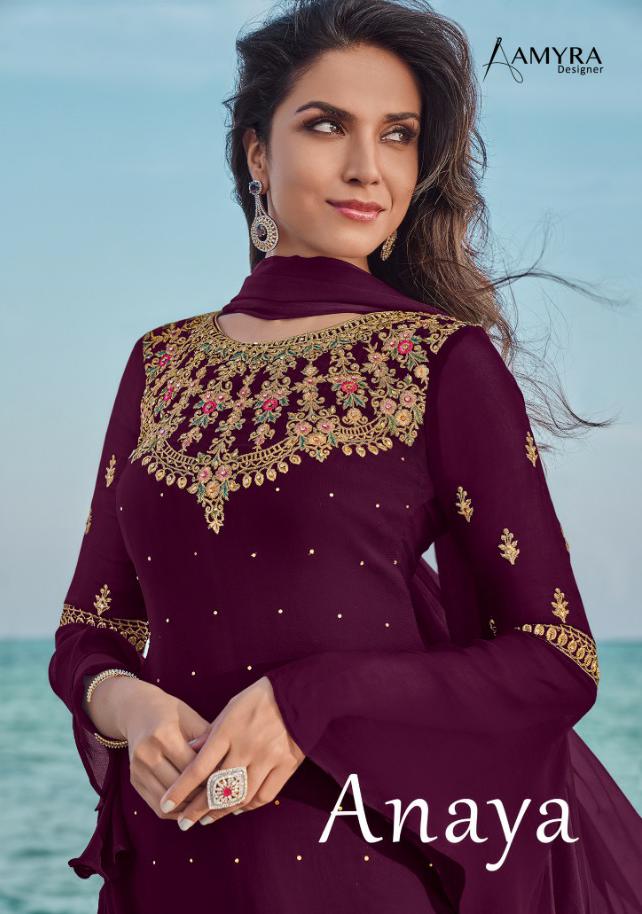Anaya By Amyra Designer Georgette Embroidery Plazzo Stylish Suits Wholesaler