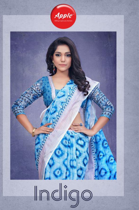 Apple Presenting Indigo Vol 1 Pure Linen Silk Digital Print Saree At Best Price In Surat Market