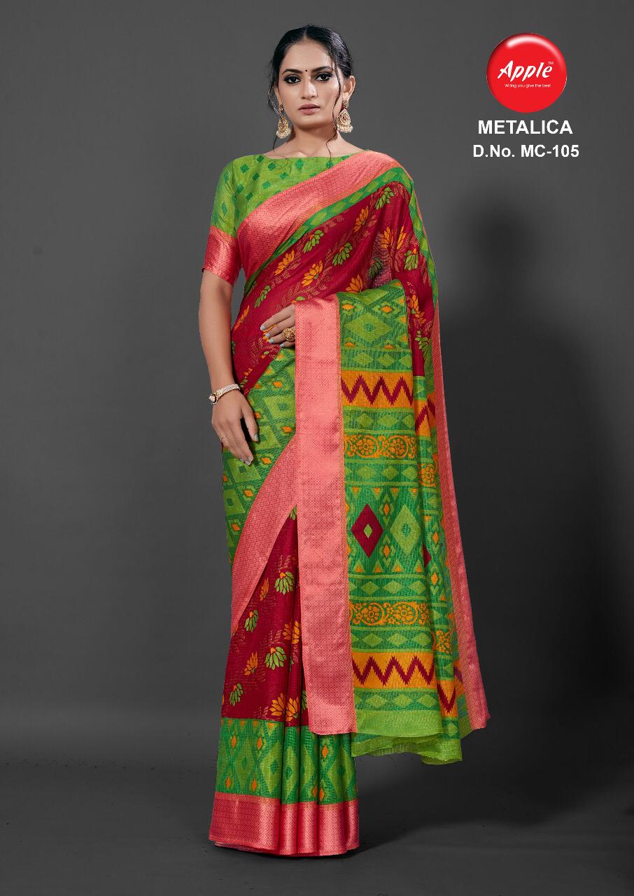 Apple Presenting Metalica Brasso Weaving Casual Wear Synthetic Saree Wholesale Price