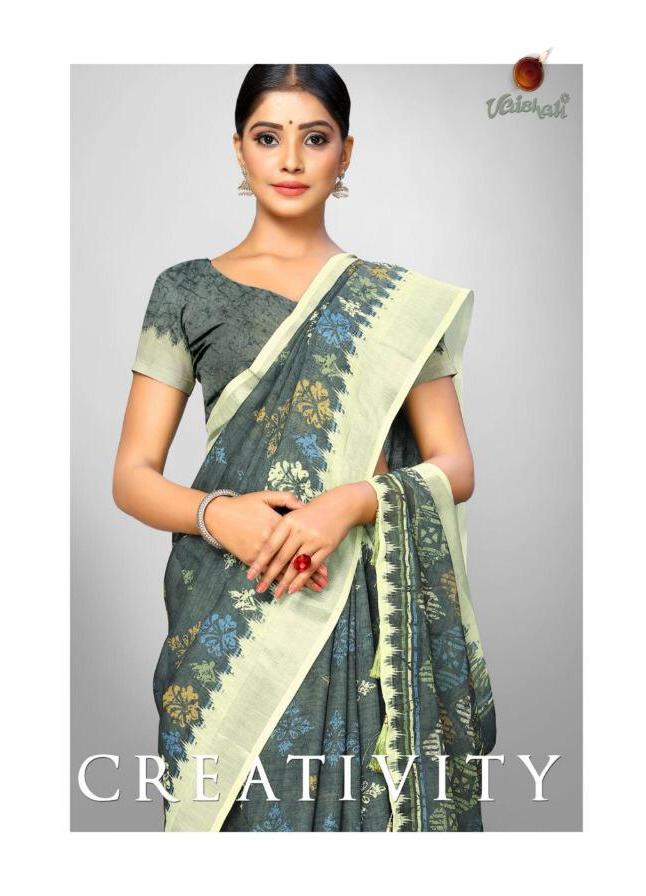 Creativity By Vaishali 4092-4097 Series Linen Printed Traditional Saree