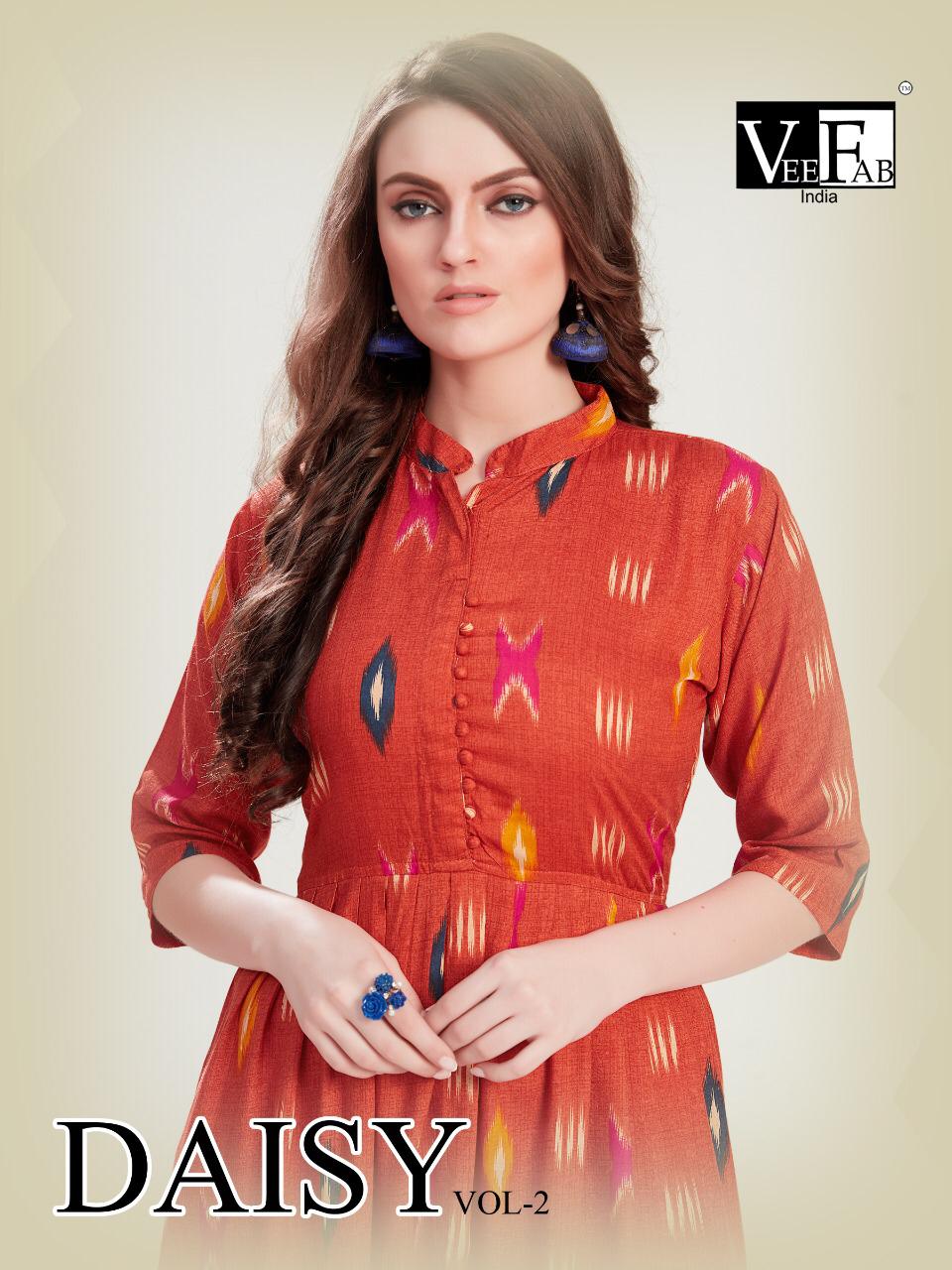 Daisy Vol 2 By Vee Fab India Rayon Gown Style Kurtis Wholesaler