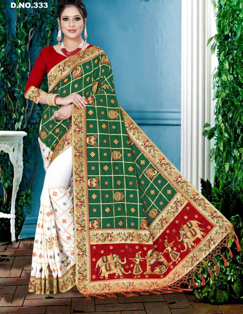 Df 111-df 666 By Divya Fashion Vichitra Silk Wedding Wear Exclusive Saree