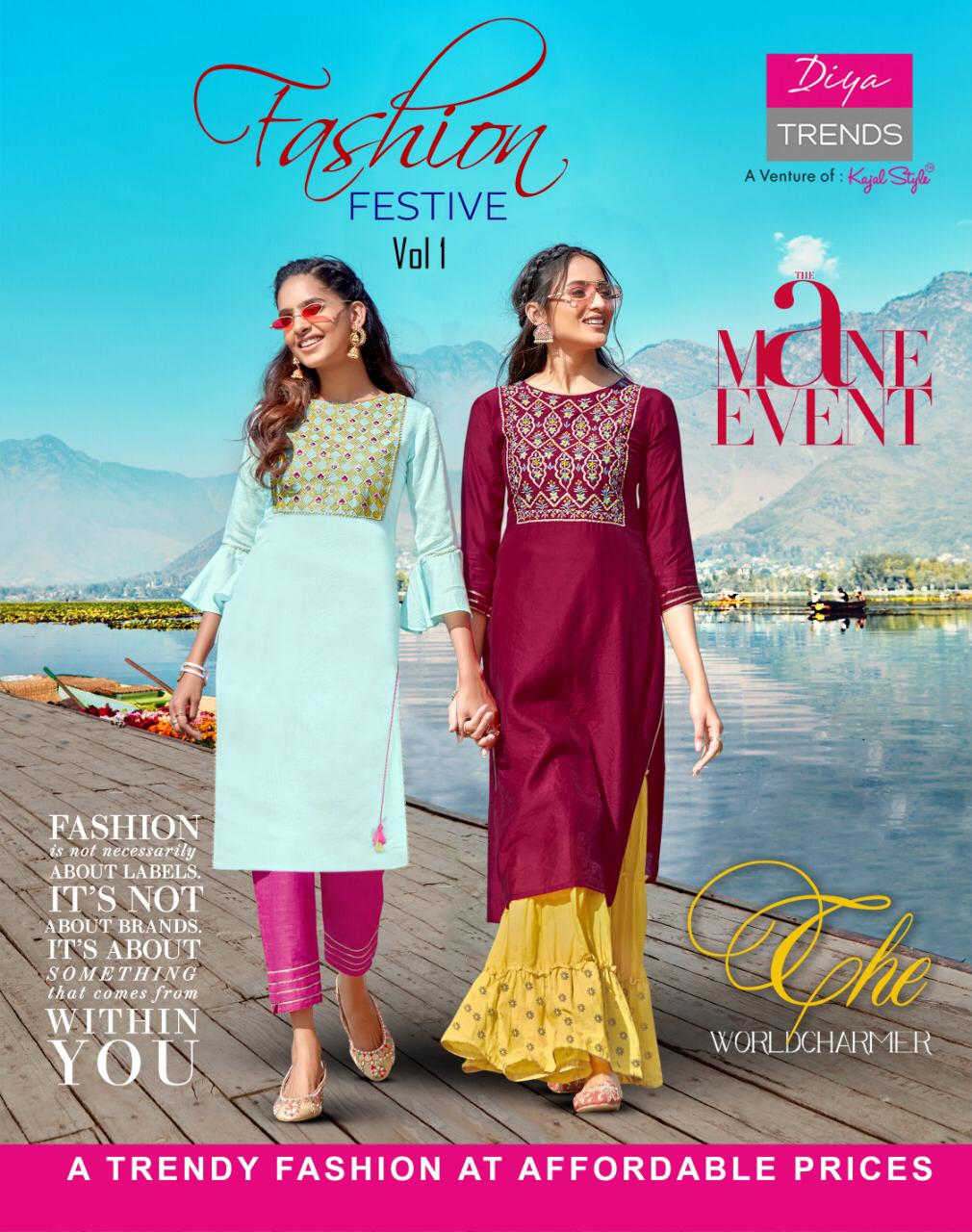 Diya Trends Fashion Festive Vol 1 Exclusive Modal Chanderi Kurti With Sarara Plazzo And Pant Pair