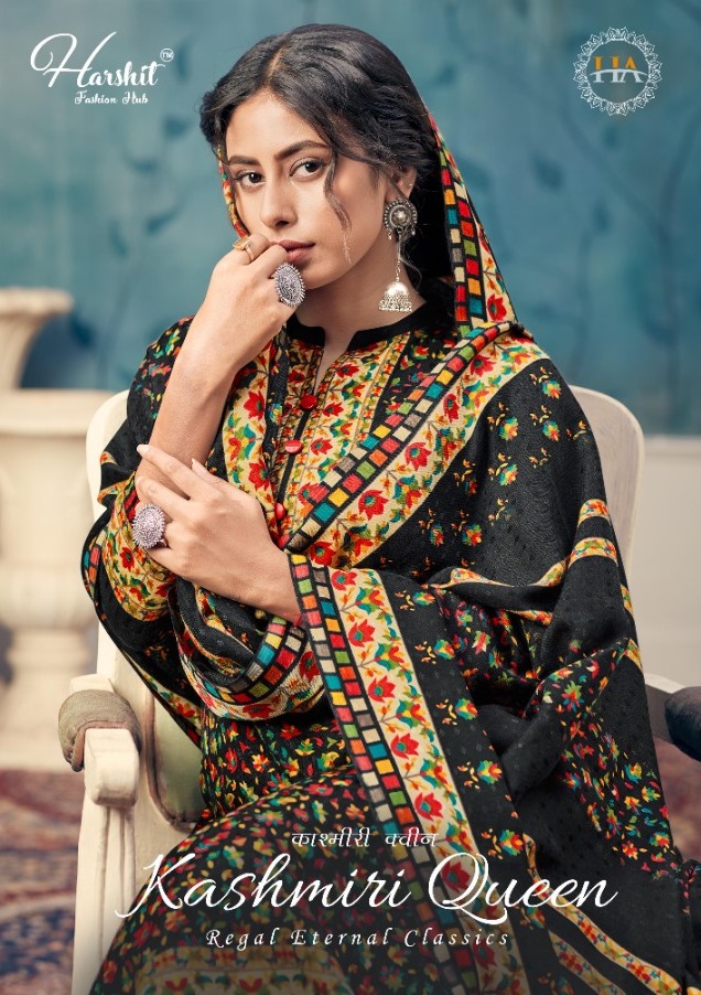 Harshit Fashion Kashmiri Queen Wool Pashmina Digital Print Casual Wear Dress Materials In Surat