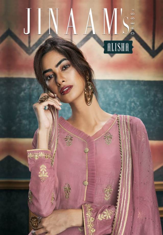 Jinaams Launching Alisha Russian Silk Beautiful Design Collections Suits Exporter
